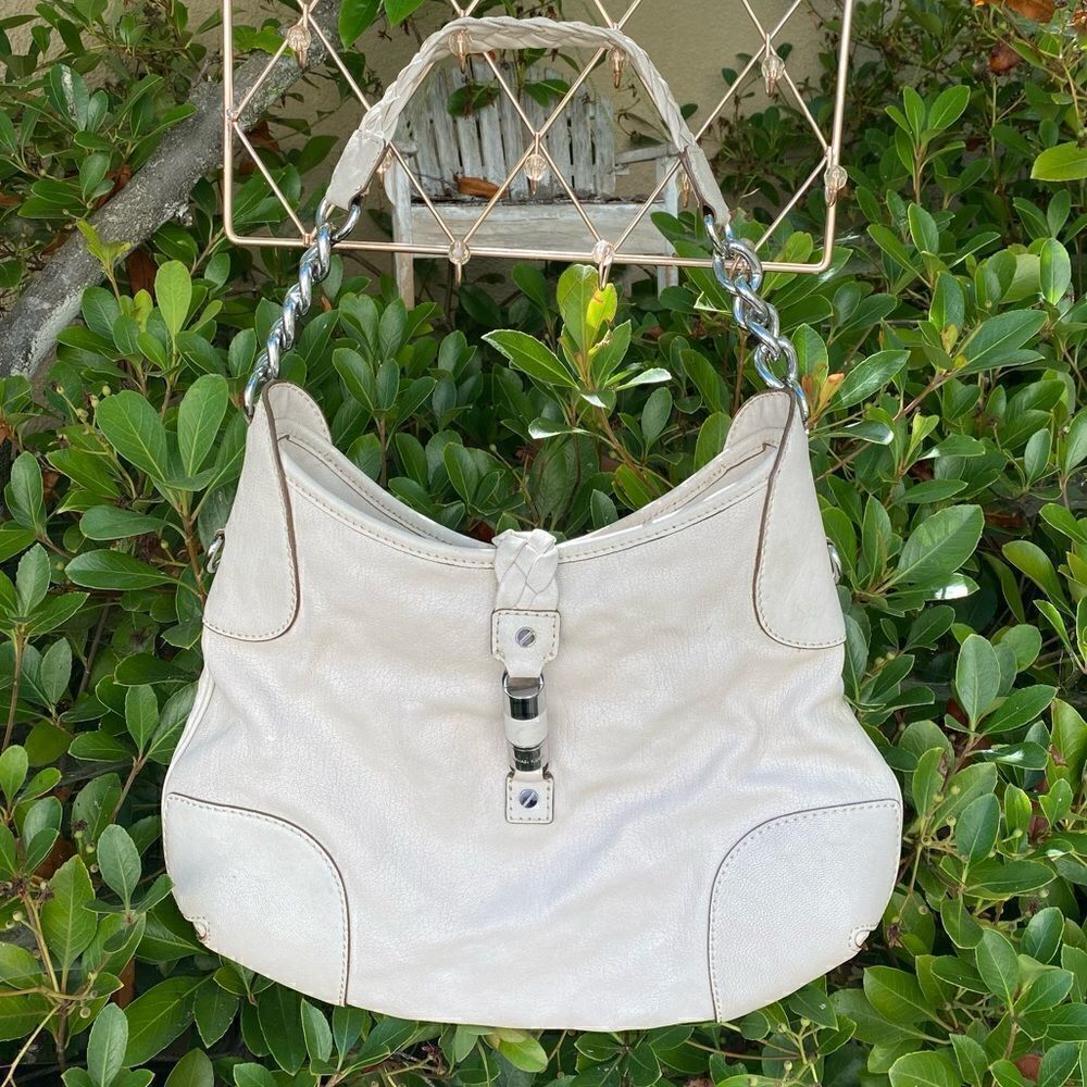 Michael Kors Ivory Hobo Magnetic Cylinder Shoulder Purse/Bag. VGUC! - Picture 1 of 12